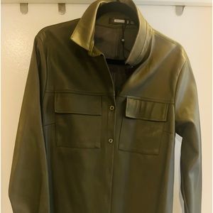 Brand new Never worn army green faux leather oversized shirt